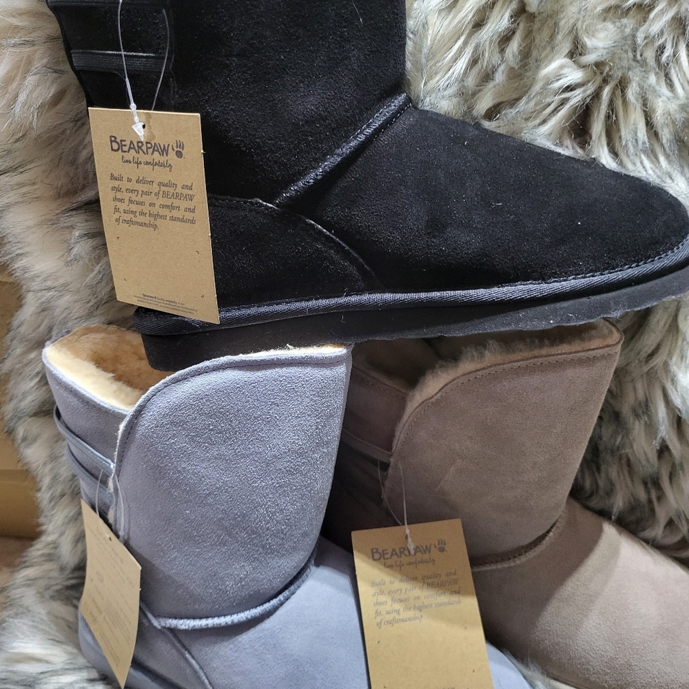 Kylee Bear Paw winter boots: color Blue Fog 10m,8m, Black9m,Stone9w